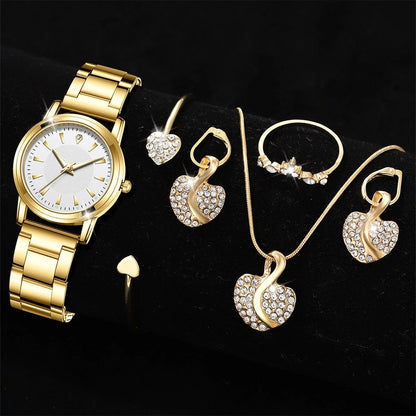 Royal Glow Jewelry Set – Watch, Ring, Necklace & Earrings - Elegant Gift Collection