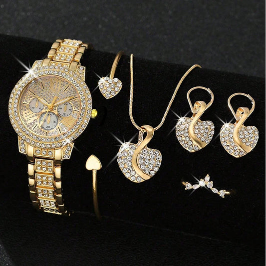 Royal Glow Jewelry Set – Watch, Ring, Necklace & Earrings - Elegant Gift Collection